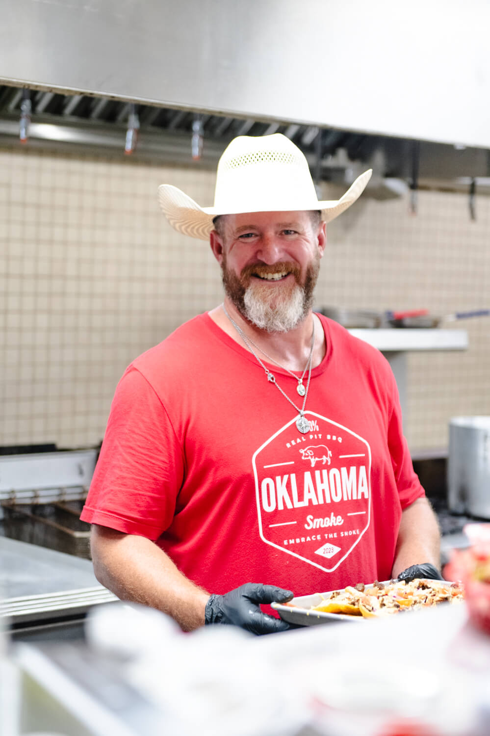 Jared Hunter one of the founders cooking in the kitchen.